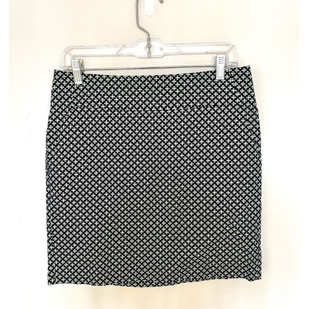 Ann Taylor green and navy geometric pencil skirt size 6
